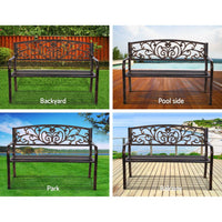 Thumbnail for Gardeon Cast Iron Garden Bench - Bronze