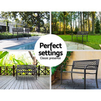 Thumbnail for Gardeon Steel Modern Garden Bench - Black