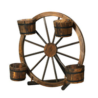 Thumbnail for Gardeon Garden Ornaments Decor Wooden Wagon Wheel Rustic Outdoor Planter flower