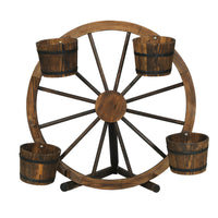 Thumbnail for Gardeon Garden Ornaments Decor Wooden Wagon Wheel Rustic Outdoor Planter flower