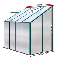 Thumbnail for Greenfingers Greenhouse Aluminium Green House Garden Polycarbonate 2.52x1.27M