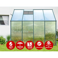 Thumbnail for Greenfingers Greenhouse Aluminium Green House Garden Polycarbonate 2.52x1.27M