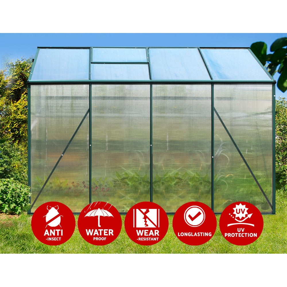 Greenfingers Aluminum Greenhouse Green House Garden Shed Polycarbonate 2.52x1.9M