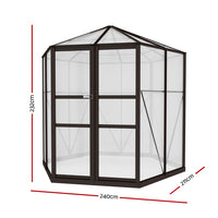 Thumbnail for Greenfingers Greenhouse Aluminium 240x211x232 cm Green House Polycarbonate Shed