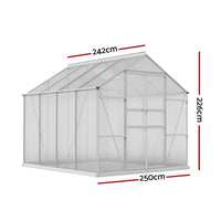 Thumbnail for Greenfingers Aluminium Greenhouse Green House Polycarbonate Garden Shed 2.4x2.5M