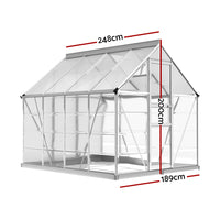 Thumbnail for Greenfingers Greenhouse Aluminium Polycarbonate Green House Garden 248x189x200cm