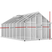 Thumbnail for Greenfingers Greenhouse Aluminium Green House Polycarbonate Garden Shed 4.2x2.5M