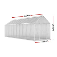 Thumbnail for Greenfingers Greenhouse Aluminium Large Green House Garden Shed 6X2.4M