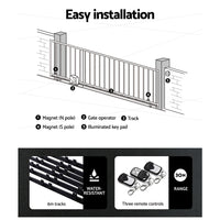 Thumbnail for Lockmaster Automatic Sliding Gate Opener Kit 10W Solar Panel Electric 6M 600KG