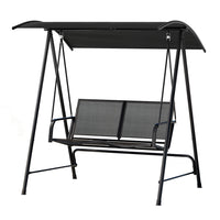 Thumbnail for Gardeon Outdoor Swing Chair Garden Bench 2 Seater Canopy Patio Furniture Black