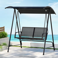 Thumbnail for Gardeon Outdoor Swing Chair Garden Bench 2 Seater Canopy Patio Furniture Black