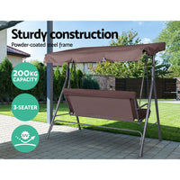 Thumbnail for Gardeon Outdoor Swing Chair Hammock 3 Seater Garden Canopy Bench Seat Backyard