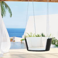 Thumbnail for Gardeon Rattan Porch Swing Chair With Chain Cushion Outdoor Furniture Black