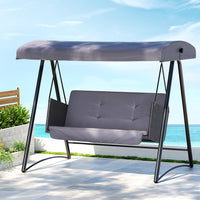 Thumbnail for Gardeon Rattan Swing Chair with Canopy Outdoor Garden Bench 3 Seater Grey