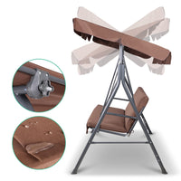 Thumbnail for Gardeon 3 Seater Outdoor Canopy Swing Chair - Coffee