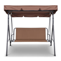 Thumbnail for Gardeon 3 Seater Outdoor Canopy Swing Chair - Coffee