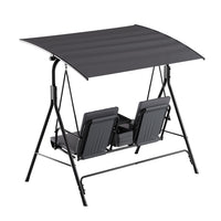 Thumbnail for Gardeon Outdoor Patio Swing Chair 2 Seater Canopy Table Top Cup Holder Black