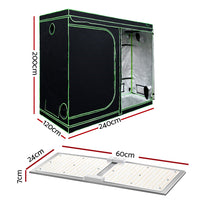 Thumbnail for Greenfingers Grow Tent 2200W LED Grow Light Hydroponic Kit System 2.4x1.2x2M