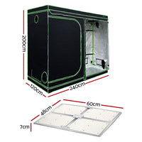 Thumbnail for Greenfingers Grow Tent 4500W LED Grow Light Hydroponics Kits System 2.4x1.2x2M