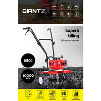 Thumbnail for Giantz 65CC Cultivator Tiller Rotary Garden Hoe