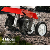 Thumbnail for Giantz 88CC Tiller Rototiller Cultivator 4 Blades Garden Soil Power Rotary Hoe