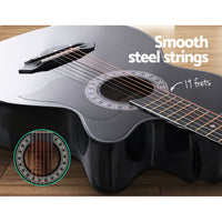 Thumbnail for ALPHA 38 Inch Wooden Acoustic Guitar Black