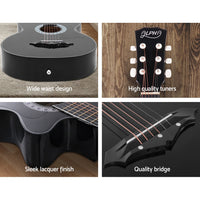 Thumbnail for ALPHA 38 Inch Wooden Acoustic Guitar Black