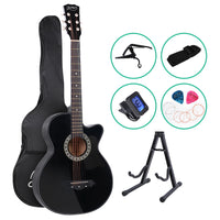 Thumbnail for ALPHA 38 Inch Wooden Acoustic Guitar with Accessories set Black