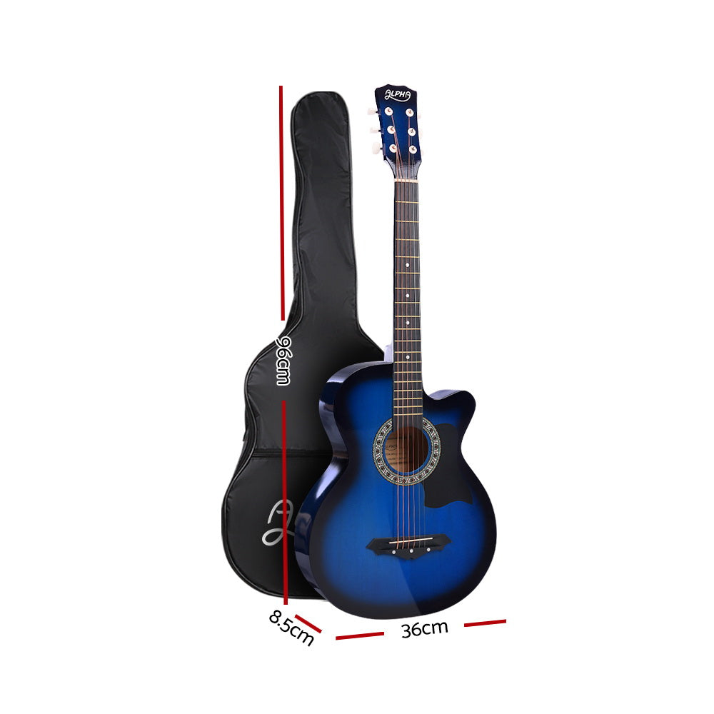 ALPHA 38 Inch Wooden Acoustic Guitar Blue