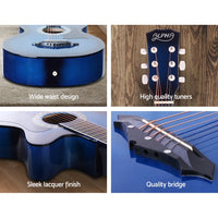 Thumbnail for ALPHA 38 Inch Wooden Acoustic Guitar Blue