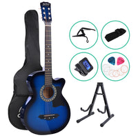 Thumbnail for ALPHA 38 Inch Wooden Acoustic Guitar with Accessories set Blue