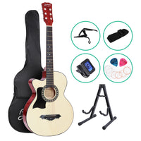 Thumbnail for ALPHA 38 Inch Wooden Acoustic Guitar Left handed with Accessories set Natural Wood