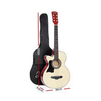 Thumbnail for ALPHA 38 Inch Wooden Acoustic Guitar Left handed with Accessories set Natural Wood