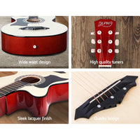 Thumbnail for ALPHA 38 Inch Wooden Acoustic Guitar Left handed with Accessories set Natural Wood