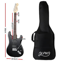 Thumbnail for Alpha Electric Guitar Music String Instrument Rock Black Carry Bag Steel String