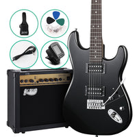 Thumbnail for Alpha Electric Guitar And AMP Music String Instrument Rock Black Carry Bag Steel String