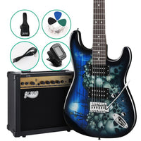 Thumbnail for Alpha Electric Guitar And AMP Music String Instrument Rock Blue Carry Bag Steel String