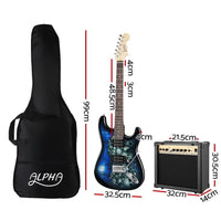 Thumbnail for Alpha Electric Guitar And AMP Music String Instrument Rock Blue Carry Bag Steel String