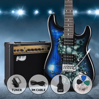 Thumbnail for Alpha Electric Guitar And AMP Music String Instrument Rock Blue Carry Bag Steel String