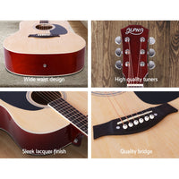 Thumbnail for ALPHA 41 Inch Wooden Acoustic Guitar Natural Wood