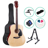 Thumbnail for ALPHA 41 Inch Wooden Acoustic Guitar with Accessories set Natural Wood