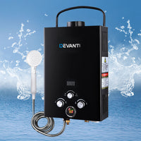 Thumbnail for Devanti Outdoor Portable Gas Water Heater 8LPM Camping Shower Black