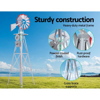 Thumbnail for Garden Windmill 6FT 186cm Metal Ornaments Outdoor Decor Ornamental Wind Will