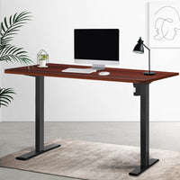 Thumbnail for Artiss Electric Standing Desk Motorised Adjustable Sit Stand Desks Black Walnut