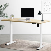 Thumbnail for Artiss Electric Standing Desk Motorised Sit Stand Desks Table White Oak 140cm