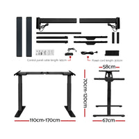 Thumbnail for Artiss Standing Desk Electric Height Adjustable Sit Stand Desks Table Black