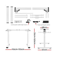 Thumbnail for Artiss Standing Desk Electric Adjustable Sit Stand Desks White Black 140cm