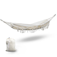 Thumbnail for Gardeon Hanging Tassel Hammock Swing Bed Cream