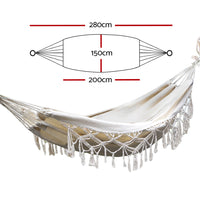 Thumbnail for Gardeon Hanging Tassel Hammock Swing Bed Cream