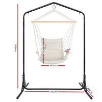 Thumbnail for Gardeon Outdoor Hammock Chair with Stand Swing Hanging Hammock Garden Cream